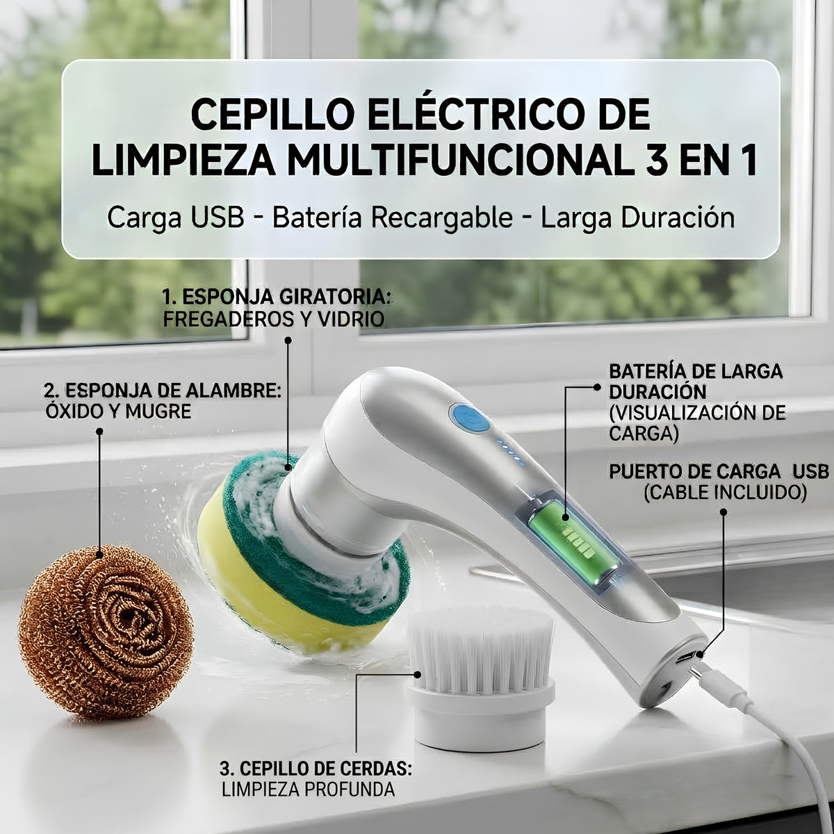 Cepillo Electrico Multifuncional de Limpieza